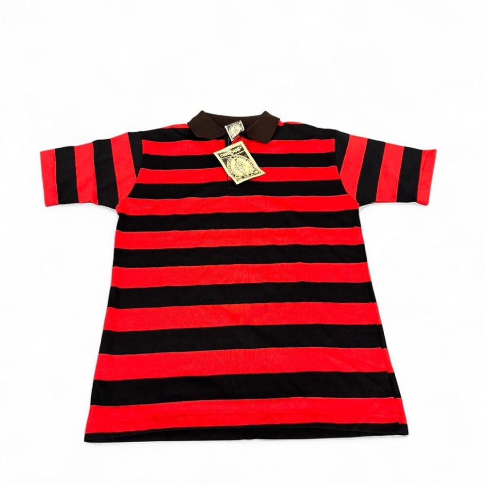 Vintage 80s campus USA striped polo shirt rugby